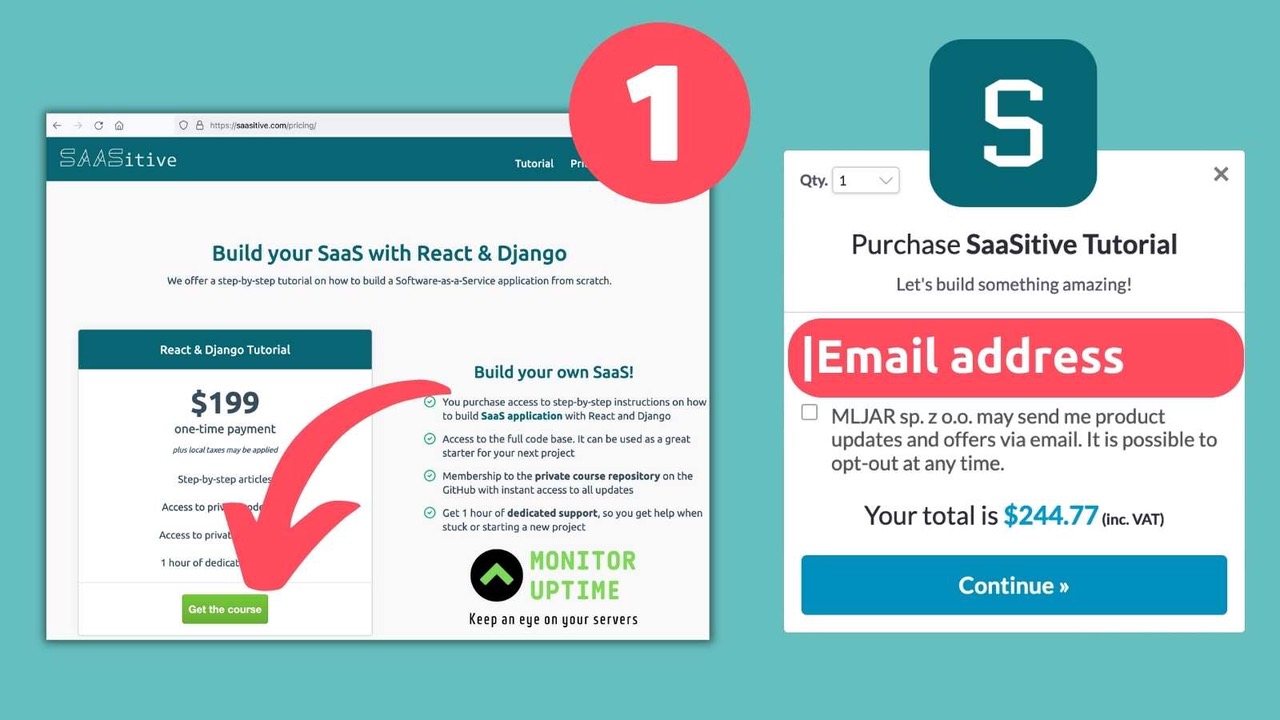 Purchase React and Django tutorial, step 1