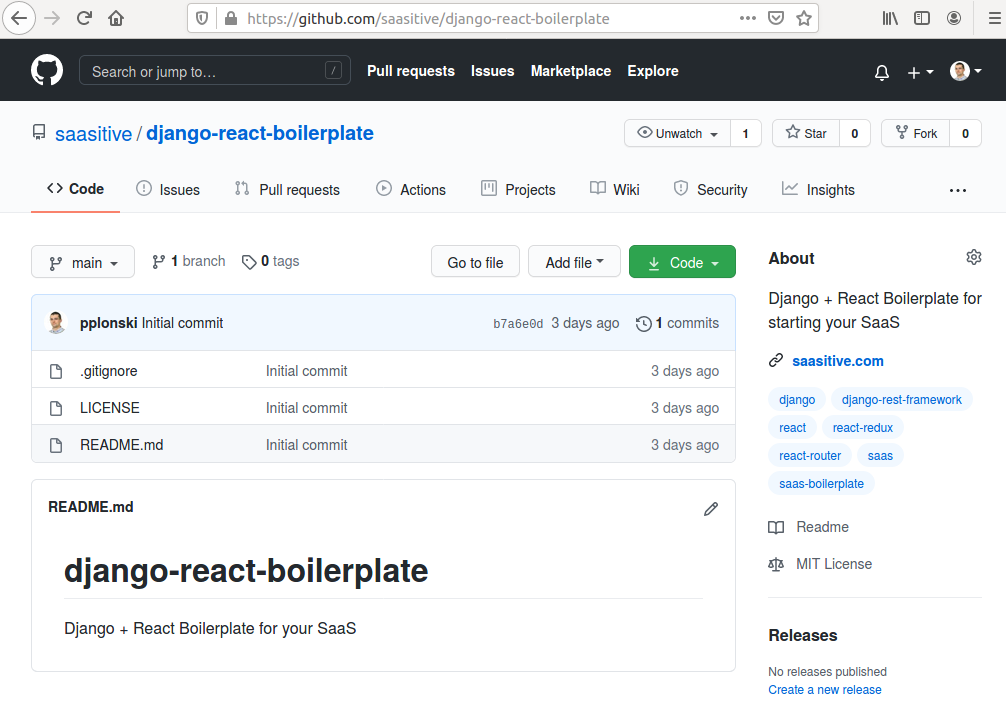 Create code repository in GitHub for your project